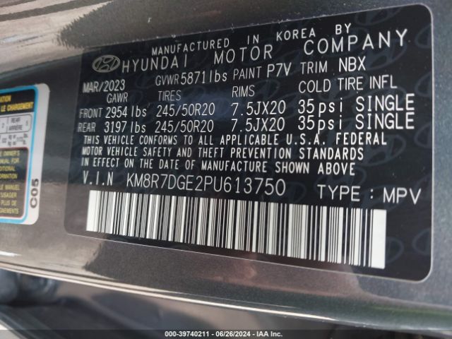 KM8R7DGE2PU613750 Hyundai Palisade Calligraphy