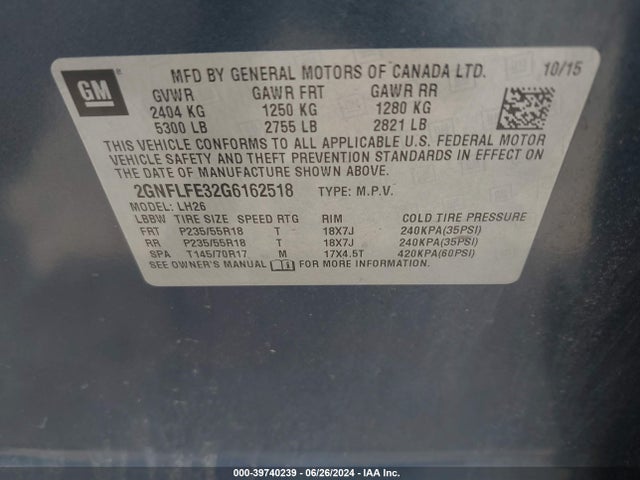 Chevrolet EQUINOX LT 2016 2GNFLFE32G6162518 Image 9