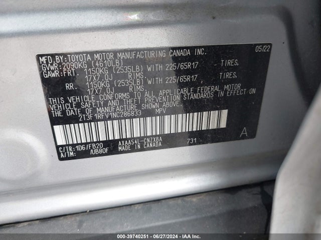 Toyota RAV4 LE 2022 2T3F1RFV1NC286833 Image 9