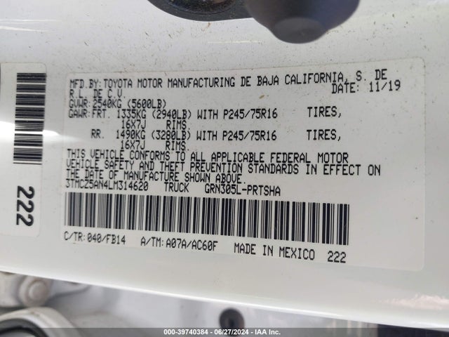 Toyota Tacoma Sr V6 2020 3TMCZ5AN4LM314620 Image 9