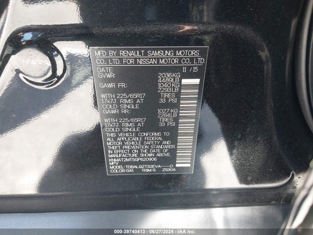 Nissan ROGUE SV 2016 KNMAT2MT5GP620906 Image 9