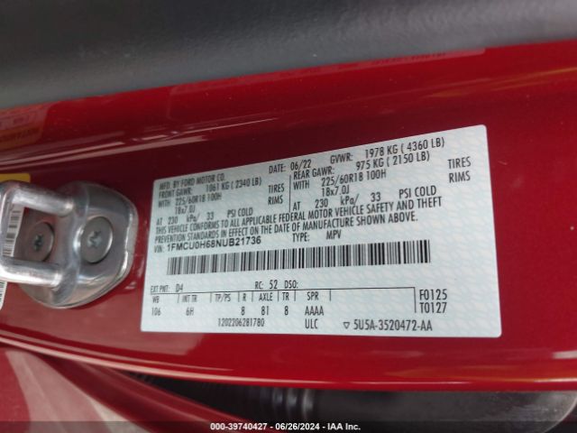 2022 FORD ESCAPE 1FMCU0H68NUB21736 Photo 8
