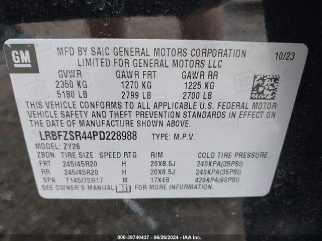 LRBFZSR44PD228988 Buick Envision Avenir Awd