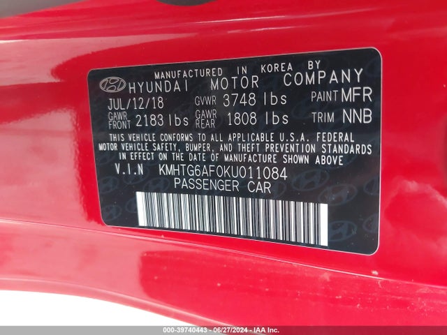 Hyundai Veloster 2.0 2019 KMHTG6AF0KU011084 Image 9