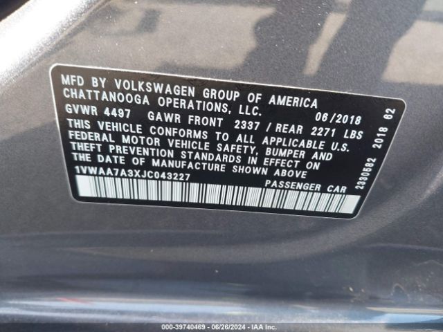 1VWAA7A3XJC043227 Volkswagen Passat 2.0t R-line/2.0t S