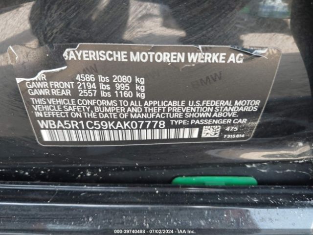 WBA5R1C59KAK07778 BMW 330I