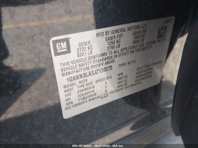 1GKKNSLA3JZ130575 GMC Acadia Sle-2