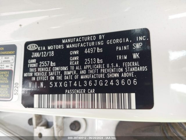 5XXGT4L36JG243606 KIA Optima S