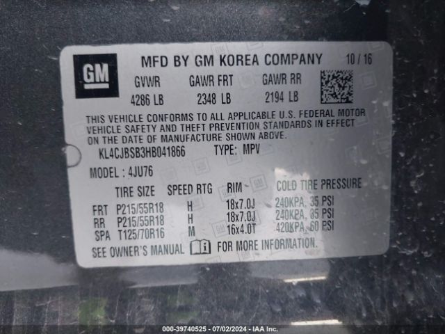 KL4CJBSB3HB041866 Buick Encore Preferred Ii