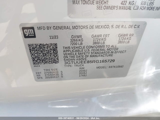 3GTUUEE85RG165729 GMC Sierra 1500 At4
