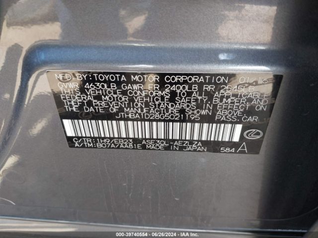 JTHBA1D28G5021195 Lexus IS 200T