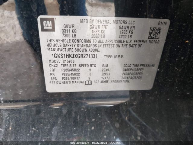 1GKS1HKJXGR271331 GMC YUKON XL DENALI