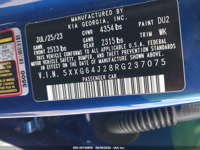 KIA K5 Gt-line 2024 5XXG64J28RG237075 Image 9