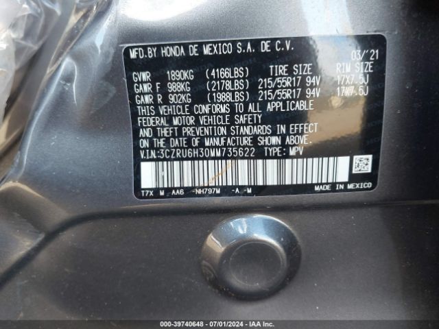 3CZRU6H30MM735622 Honda Hr-v Awd Lx