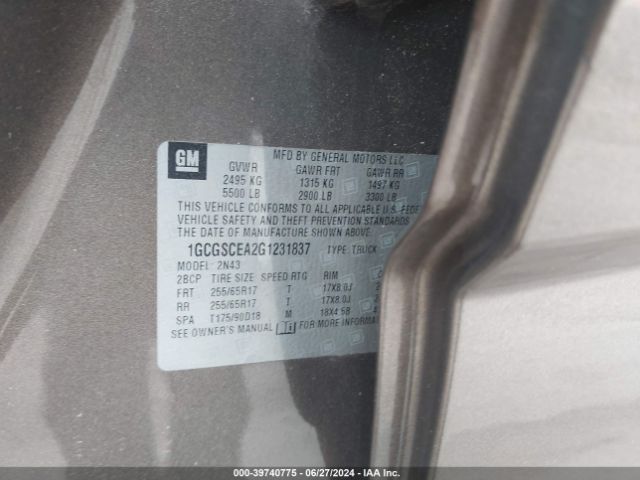 1GCGSCEA2G1231837 Chevrolet Colorado Lt