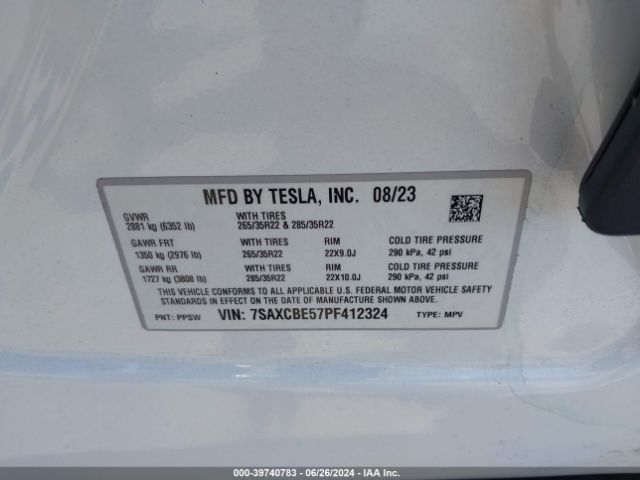 7SAXCBE57PF412324 Tesla Model X Dual Motor All-wheel Drive/standard Range
