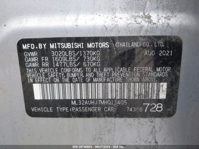 2021 MITSUBISHI MIRAGE ML32AUHJ7MH011405 Photo 8