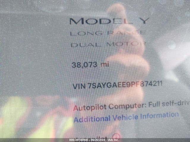 7SAYGAEE9PF874211 Tesla Model Y Awd/long Range Dual Motor All-wheel Drive