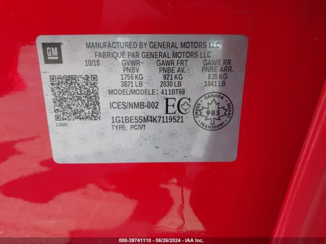 1G1BE5SM4K7119521 Chevrolet CRUZE LT