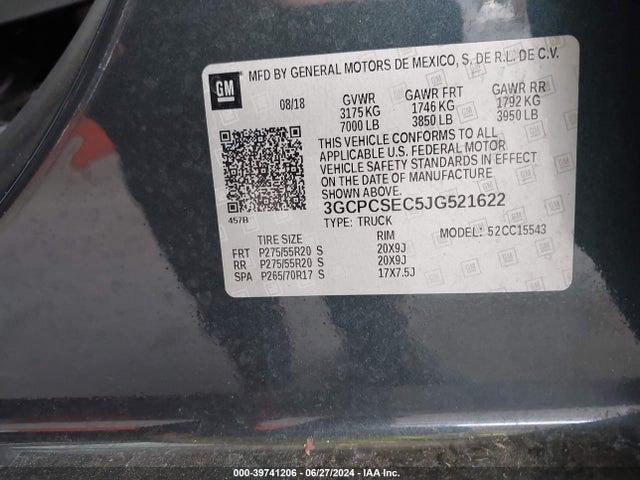 Chevrolet Silverado 1500 1lz 2018 3GCPCSEC5JG521622 Image 9