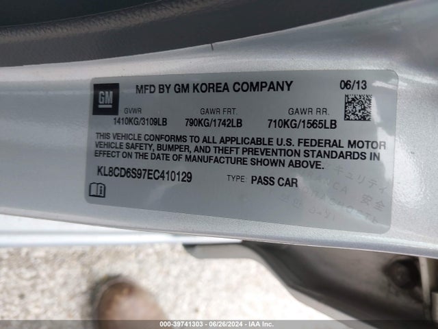 Chevrolet Spark 1lt Auto 2014 KL8CD6S97EC410129 Image 9