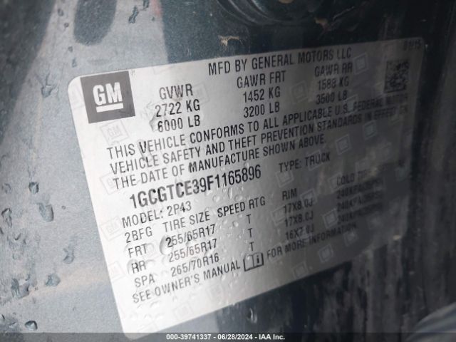 1GCGTCE39F1165896 Chevrolet Colorado Z71