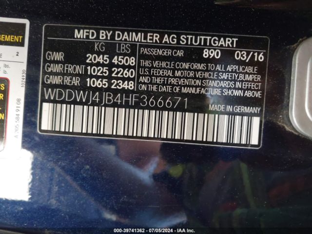 WDDWJ4JB4HF366671 Mercedes-Benz C 300