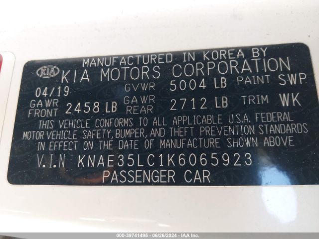 KNAE35LC1K6065923 KIA STINGER GT
