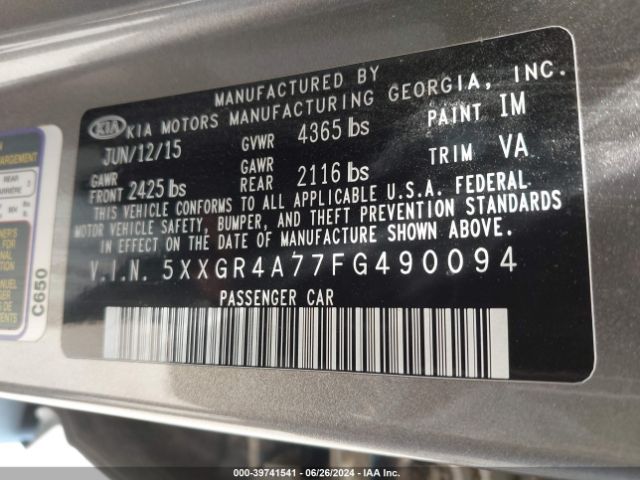 5XXGR4A77FG490094 KIA OPTIMA SX