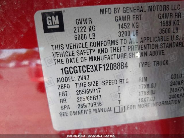 1GCGTCE3XF1208884 Chevrolet Colorado Z71