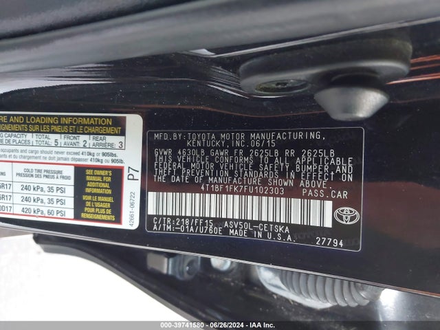 Toyota CAMRY SE 2015 4T1BF1FK7FU102303 Image 9