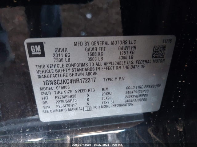 Chevrolet Suburban Premier 2017 1GNSCJKC4HR172317 Image 9