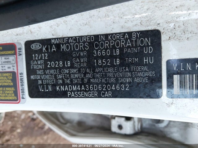 Продаж на аукціоні авто 2013 Kia Rio Lx, vin: KNADM4A36D6204632, номер лоту: 39741631