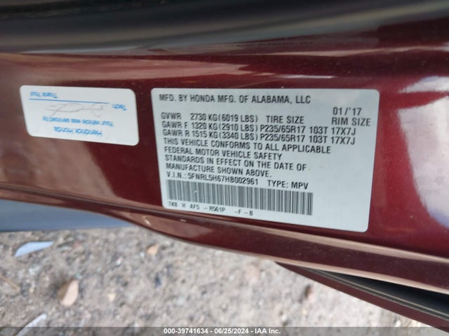 Honda Odyssey Ex-l 2017 5FNRL5H67HB002961 Image 9