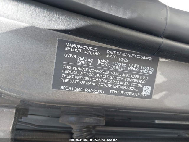 Lucid Air Grand Touring 2023 50EA1GBA1PA005353 Image 9