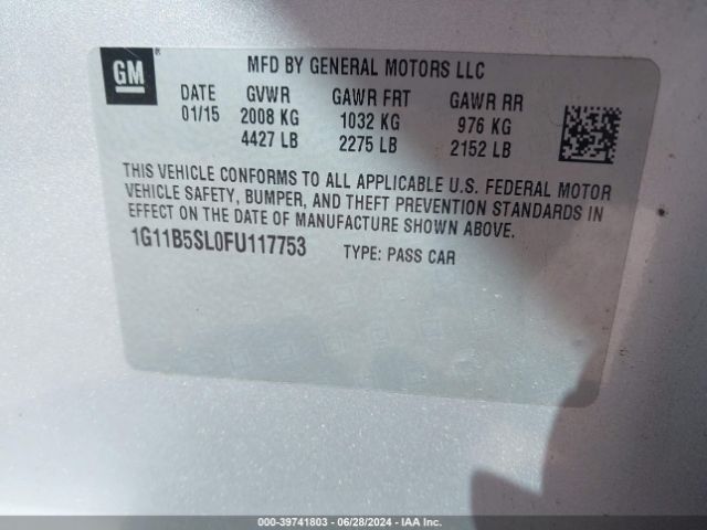 1G11B5SL0FU117753 Chevrolet MALIBU LS