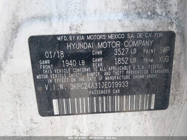 Hyundai ACCENT SE 2018 3KPC24A31JE019933 Image 9