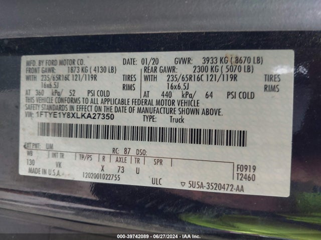 Ford Transit-150 2020 1FTYE1Y8XLKA27350 Image 9