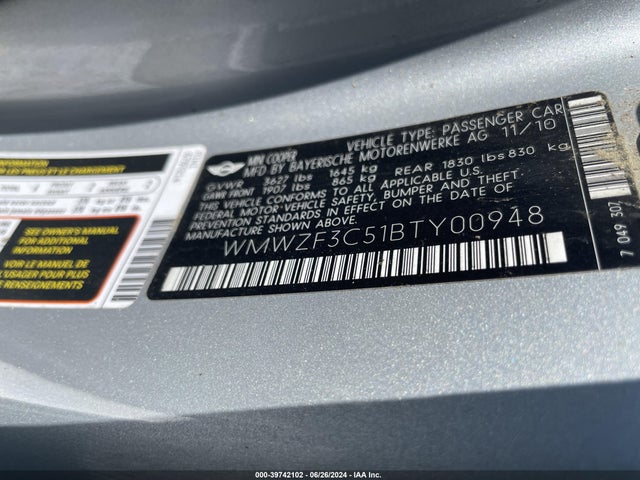2011 MINI COOPER WMWZF3C51BTY00948 Photo 8