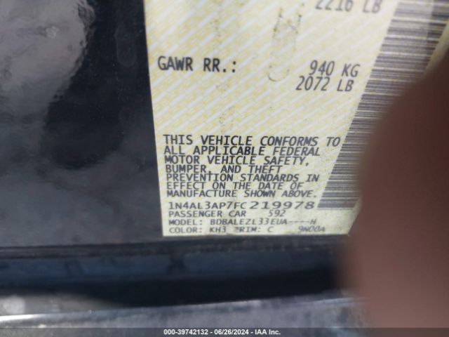 1N4AL3AP7FC219978 Nissan Altima 2.5 S