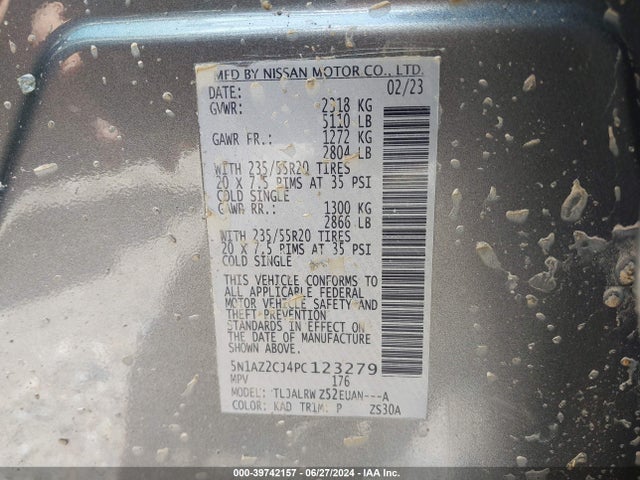 Nissan Murano Sl Fwd 2023 5N1AZ2CJ4PC123279 Image 9