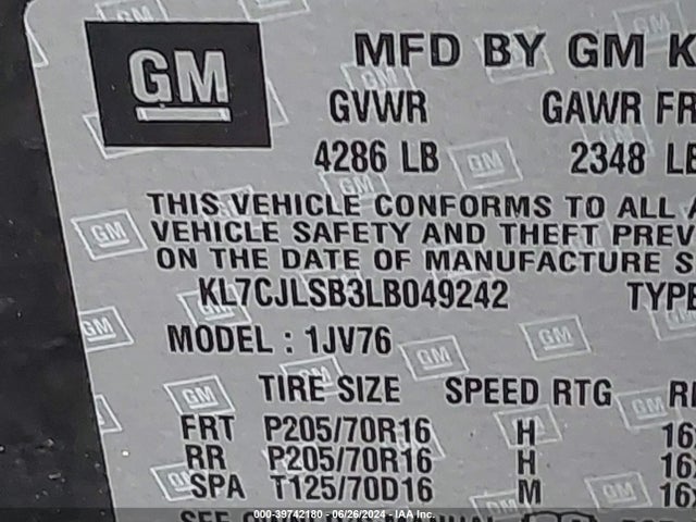Chevrolet Trax Fwd Lt 2020 KL7CJLSB3LB049242 Image 9