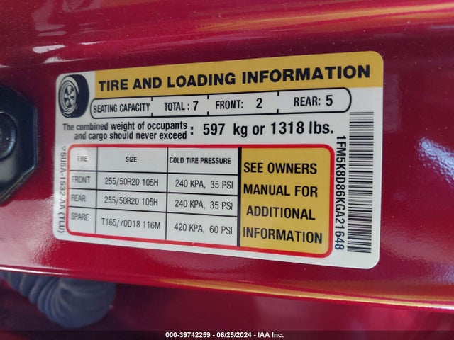 Ford EXPLORER XLT 2019 1FM5K8D86KGA21648 Image 9