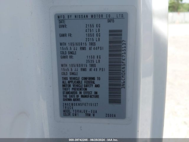 3N6CM0KN5FK715137 Nissan NV200 SV