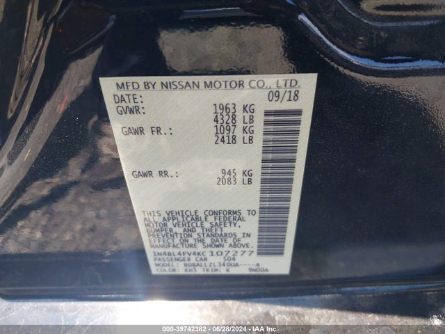 Nissan Altima 2.5 Platinum 2019 1N4BL4FV4KC107277 Image 9