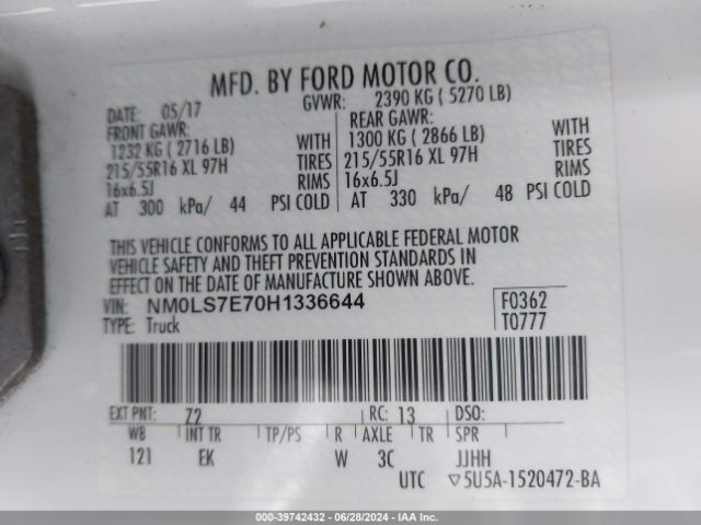 NM0LS7E70H1336644 Ford Transit Connect Xl