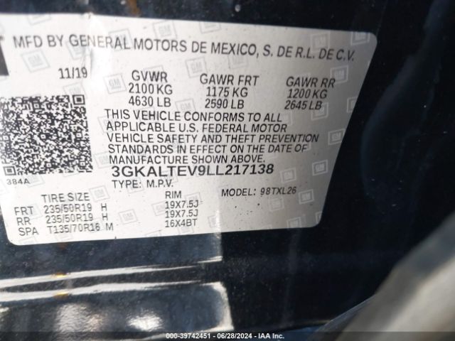 3GKALTEV9LL217138 GMC Terrain Awd Sle