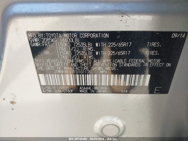 Toyota RAV4 LE 2015 JTMBFREV7FD101120 Image 9
