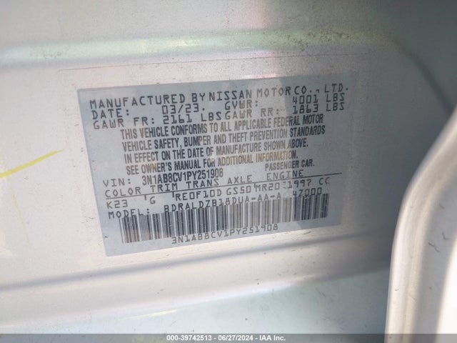 Nissan Sentra Sv Xtronic Cvt 2023 3N1AB8CV1PY251908 Image 9
