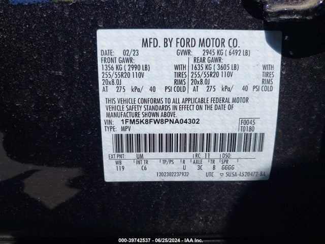 Ford Explorer Limited 2023 1FM5K8FW8PNA04302 Image 9